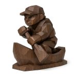 Wood Carved Canoe Bow Collectible Figurine in Black Walnut Finish - 3D Printed in Canada (Black Walnut)