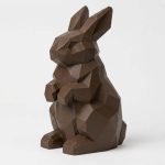 Wood Carved-Like Hare Figurine - Unique Desk Decor for Collectors - 3D Printed in Canada (Black Walnut)