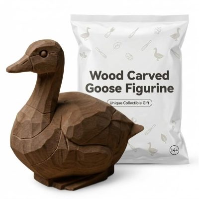 Wood Carved Goose Figurine in Black Walnut Finish - 3D Printed in Canada (Black Walnut)