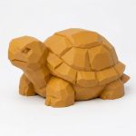 Wood Carved Turtle Collectible Figurine in Ochre Yellow Finish - 3D Printed in Canada (Ochre Yellow)
