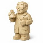 Wood Carved Scientist Collectible Figurine in White Oak Finish - 3D Printed in Canada (White Oak)