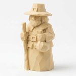 Wood Carved-Like Pilgrim Figurine - Rustic Desk Decor for Adults – 3D Printed in Canada - 3D Printed in Canada (White Oak)