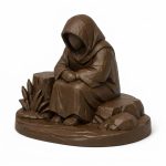 Wood Carved-Like Lakeside Silence Figurine in Black Walnut Finish - 3D Printed in Canada (Black Walnut)