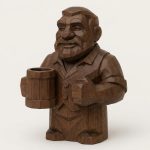 Wood Carved-Like Bartender Figurine - Unique Desk Decor for Adults – 3D Printed in Canada - 3D Printed in Canada (Black Walnut)