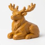 Wood Carved-Like Elk Figurine - Unique Desk Decor for Collectors – 3D Printed in Canada - 3D Printed in Canada (Ochre Yellow)