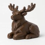 Wood Carved-Like Elk Figurine - Unique Desk Decor for Collectors – 3D Printed in Canada - 3D Printed in Canada (Black Walnut)