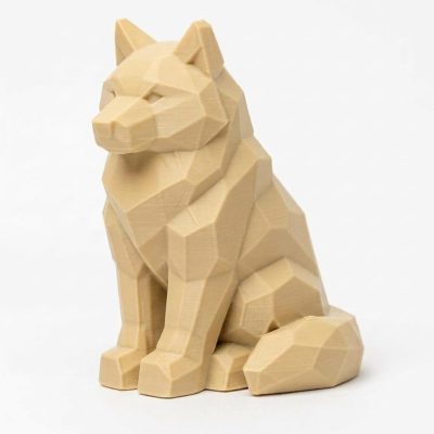 Wood Carved-Like Timber Wolf Figurine - Unique Desk Decor for Adults – 3D Printed in Canada - 3D Printed in Canada (White Oak)