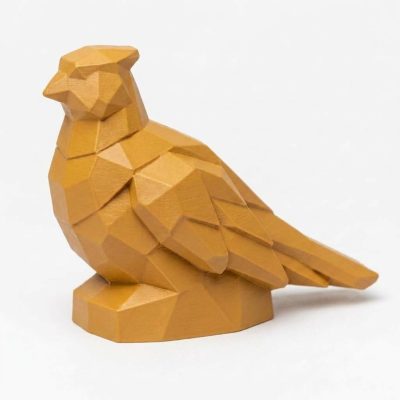 Wood Carved-Like Pheasant Figurine - Unique Desk Decor for Adults – 3D Printed in Canada - 3D Printed in Canada (Ochre Yellow)