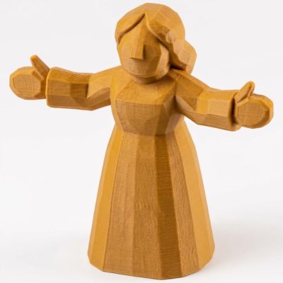 Wood Carved Welcome Home Figurine in Ochre Yellow Finish - 3D Printed in Canada (Ochre Yellow)