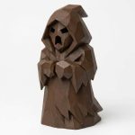Wood Carved-Like Spooky Spirit Figurine in Black Walnut Finish - 3D Printed in Canada (Black Walnut)