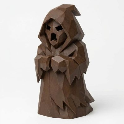 Wood Carved-Like Spooky Spirit Figurine in Black Walnut Finish - 3D Printed in Canada (Black Walnut)