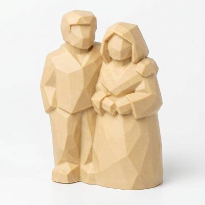 Wood-Carved-Like Side by Side Figurine in White Oak Finish - Rustic Desk Decor for Collectors - 3D Printed in Canada (White Oak)