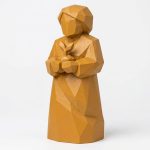 Wood Carved-Like New Beginnings Figurine in Ochre Yellow Finish - 3D Printed in Canada (Ochre Yellow)