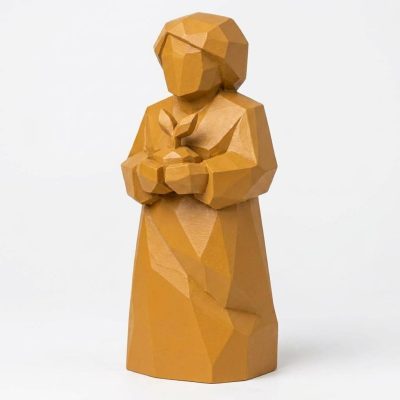 Wood Carved-Like New Beginnings Figurine in Ochre Yellow Finish - 3D Printed in Canada (Ochre Yellow)