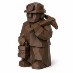 Wood Carved-Like Coal Miner Figurine - Unique Desk Decor for Adults – 3D Printed in Canada - 3D Printed in Canada (Black Walnut)