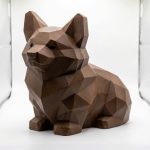 Wood Carved-Like Corgi Figurine - Unique Desk Decor for Adults – 3D Printed in Canada - 3D Printed in Canada (Black Walnut)