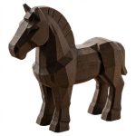 Wood Carved Horse Figurine in Black Walnut Finish - 3D Printed in Canada (Black Walnut)