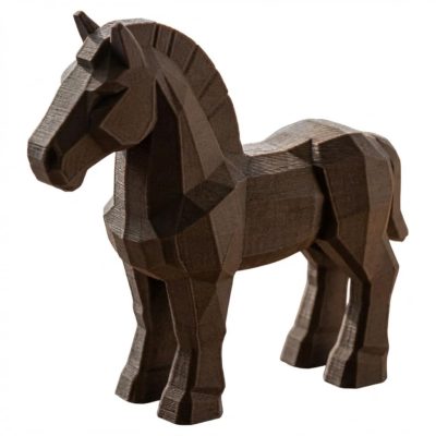 Wood Carved Horse Figurine in Black Walnut Finish - 3D Printed in Canada (Black Walnut)