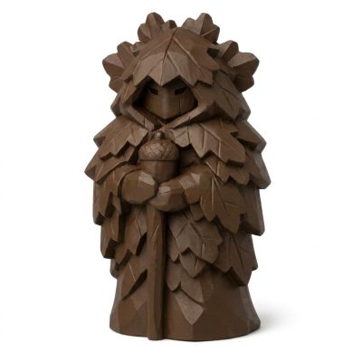 Wood Carved-Like Oak Leaf Figurine in Black Walnut Finish - 3D Printed in Canada (Black Walnut)