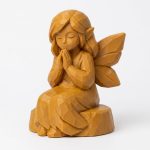 Wood Carved-Like Quiet Fairy Figurine in Ochre Yellow Finish - 3D Printed in Canada (Ochre Yellow)