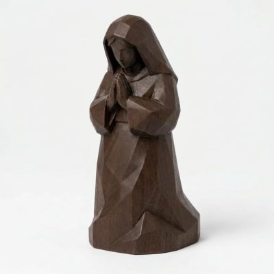 Wood Carved-Like Faith Figurine - Unique Desk Decor for Adults – 3D Printed in Canada - 3D Printed in Canada (Black Walnut)