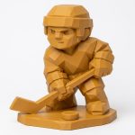 Wood Carved Backyard Hockey Collectible Figurine in Ochre Yellow Finish - 3D Printed in Canada (Ochre Yellow)