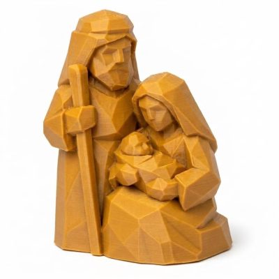 Wood Carved-Like Christmas Nativity Figurine - Unique Desk Decor for Adults – 3D Printed in Canada - 3D Printed in Canada (Ochre Yellow)