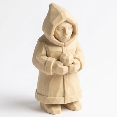 Wood Carved Winter Game Figurine in White Oak Finish - 3D Printed in Canada (White Oak)