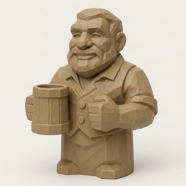 Figurine de barman sculpté façon bois