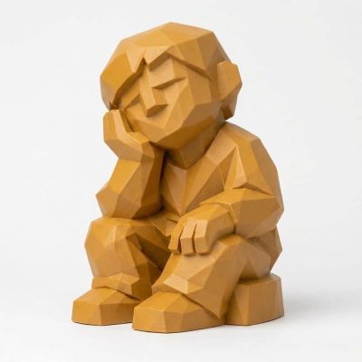 Wood Carved-Like Daydream Figurine in Ochre Yellow Finish - 3D Printed in Canada (Ochre Yellow)