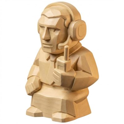 Wood Carved Air Traffic Controller Figurine in White Oak Finish - 3D Printed in Canada (White Oak)