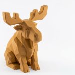 Wood Carved Moose Figurine in Ochre Yellow Finish - 3D Printed in Canada (Ochre Yellow)
