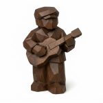 Wood Carved Guitar Player Collectible Figurine in Black Walnut Finish - 3D Printed in Canada (Black Walnut)