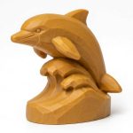 Wood Carved-Like Dolphin Figurine - Unique Desk Decor for Adults – 3D Printed in Canada - 3D Printed in Canada (Ochre Yellow)