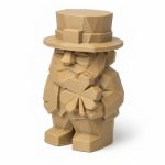 Wood Carved-Like Irish Clover Figurine - Unique Desk Decor for Adults 3D Printed in Canada - 3D Printed in Canada (Classic Birch)
