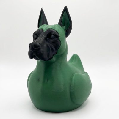 Belgian Malinois Duck Collectible Figurine - Striking Green K9 Desk Decor for Unique Gift and Shelf Display - 3D Printed in Canada