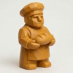 Wood Carved-Like Baker Figurine - Unique Desk Decor for Adults – 3D Printed in Canada - 3D Printed in Canada (Ochre Yellow)