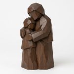 Wood Carved-Like Protective Embrace Figurine in Black Walnut Finish - 3D Printed in Canada (Black Walnut)