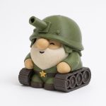 Tank Gnome Collectible Figurine - Charming Military-Themed Desk Decor with Detailed Features and Realistic Tank Base - Unique Gift for Collectors and Home Accents - 3D Printed in Canada