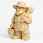 Wood Carved-Like Homesteader Figurine in White Oak Finish - 3D Printed in Canada (White Oak)