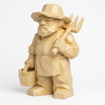 Wood Carved-Like Homesteader Figurine in White Oak Finish - 3D Printed in Canada (White Oak)