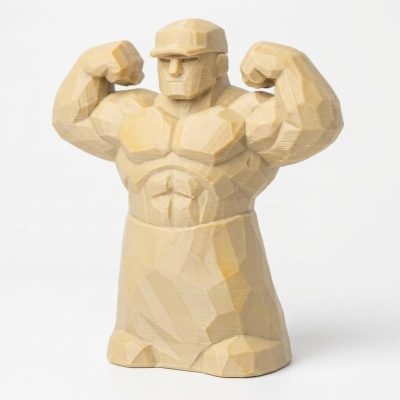 Wood Carved-Like Strength Figurine in White Oak Finish - 3D Printed in Canada (White Oak)