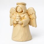 Wood Carved Angel Collectible Figurine in White Oak Finish - 3D Printed in Canada (White Oak)