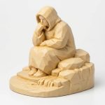 Wood Carved-Like Riverbank Figurine in White Oak Finish - 3D Printed in Canada (White Oak)