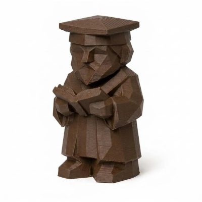 Wood-Carved-Like Scholar Figurine in Black Walnut Finish - 3D Printed in Canada (Black Walnut)