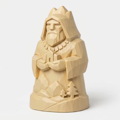 Wood Carved Ancestor of the Land Collectible Figurine in White Oak Finish - 3D Printed in Canada (White Oak)