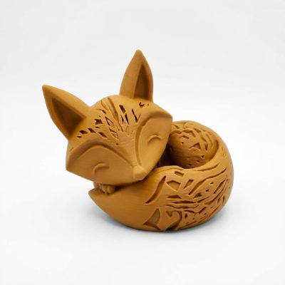 Fox Variety Collectible Figurine Bundle of 3 in Ochre Yellow Finish - 3D Printed in Canada (Ochre Yellow)