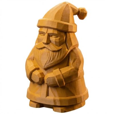 Wood Carved Santa Claus Figurine in Ochre Yellow Finish - 3D Printed in Canada (Ochre Yellow)