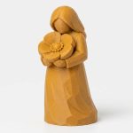 Wood Carved-Like Remembrance Poppy Figurine - Elegant Desk Decor for Collectors - 3D Printed in Canada (Ochre Yellow)