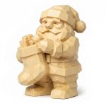 Wood Carved-Like Christmas Stocking Figurine - Unique Desk Decor for Adults – 3D Printed in Canada - 3D Printed in Canada (White Oak)